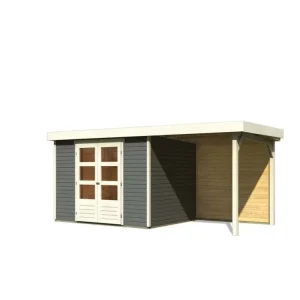 Populair Tuinhuis SET Askola 5 19 mm terragrijs, incl. 2,4 m aanbouwdak + achterwand