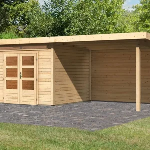 Tuinberging SET Kandern 6 28 mm natuurlijke afwerking, incl. 3,2 m lessenaarsdak + achterwand Korting