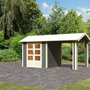 Tuinhuisje SET Theres 3 28 mm terra grijs incl. 2,6 m dakverlengstuk Beperkte Voorraad