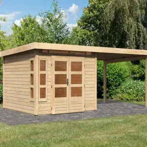 Tuinhuisje SET Kastorf 6 28 mm natuurlijke afwerking incl. 3,2 m lessenaarsdak Must-Have