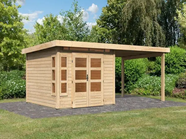 Tuinhuisje SET Kastorf 6 28 mm natuurlijke afwerking incl. 3,2 m lessenaarsdak Must-Have
