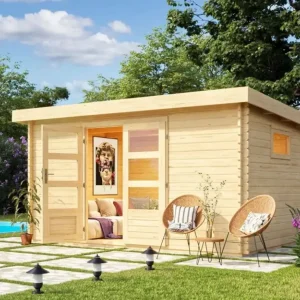 Tuinhuisje blokhut Trittau 5 38 mm natuurlijke afwerking Gecertificeerd