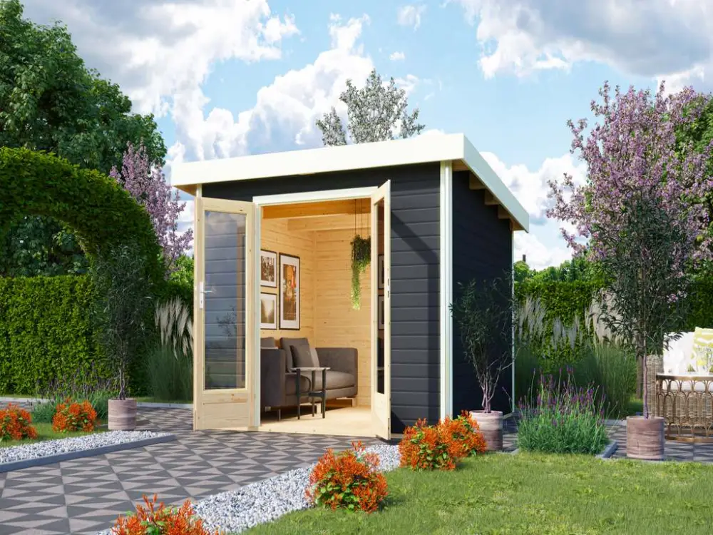 Tuinhuis Radeburg 1 40 mm terra grijs Laatste Versie