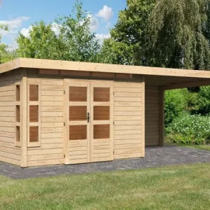 Tuinberging SET Kastorf 7 28 mm naturel incl. 3,2 m opbouwdak + achterwand Must-Have