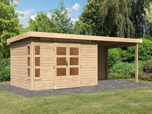 Tuinberging SET Kastorf 7 28 mm naturel incl. 3,2 m opbouwdak + achterwand Must-Have