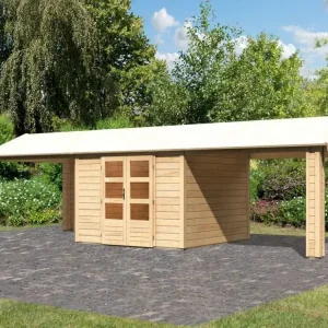 Tuinhuisje SET Theres 7 28 mm natuurlijke afwerking incl. twee 2,6 m dakopbouwelementen Betaalbaar