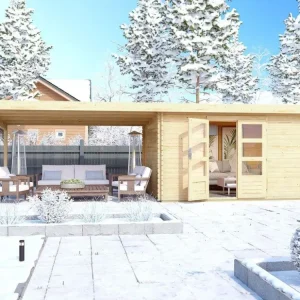 Blokhut SET Trittau 5 38 mm natuurlijke afwerking, incl. 4 m lessenaarsdak Veilige Betaling