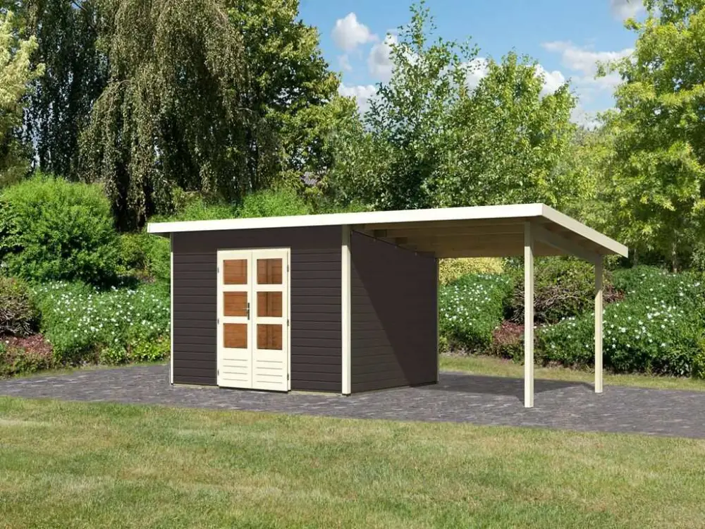 Tuinhuisje SET Northeim 4 40 mm terra grijs, incl. 3,3 m lessenaarsdak Snelle Levering