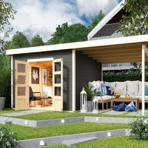 Tuinhuisje SET Northeim 5 40 mm terra grijs, incl. 3,3 m opbouwdak Superprijs