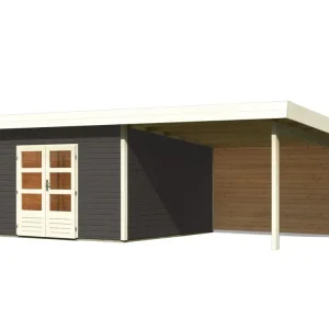 Lage Kosten Tuinhuisje SET Northeim 5 40 mm terra grijs, incl. 3,3 m aanbouwdak + achterwand