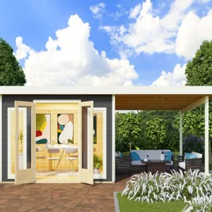 Korting Tuinhuis SET Radeburg 3 40 mm terra grijs incl. 3,3 m lessenaarsdak