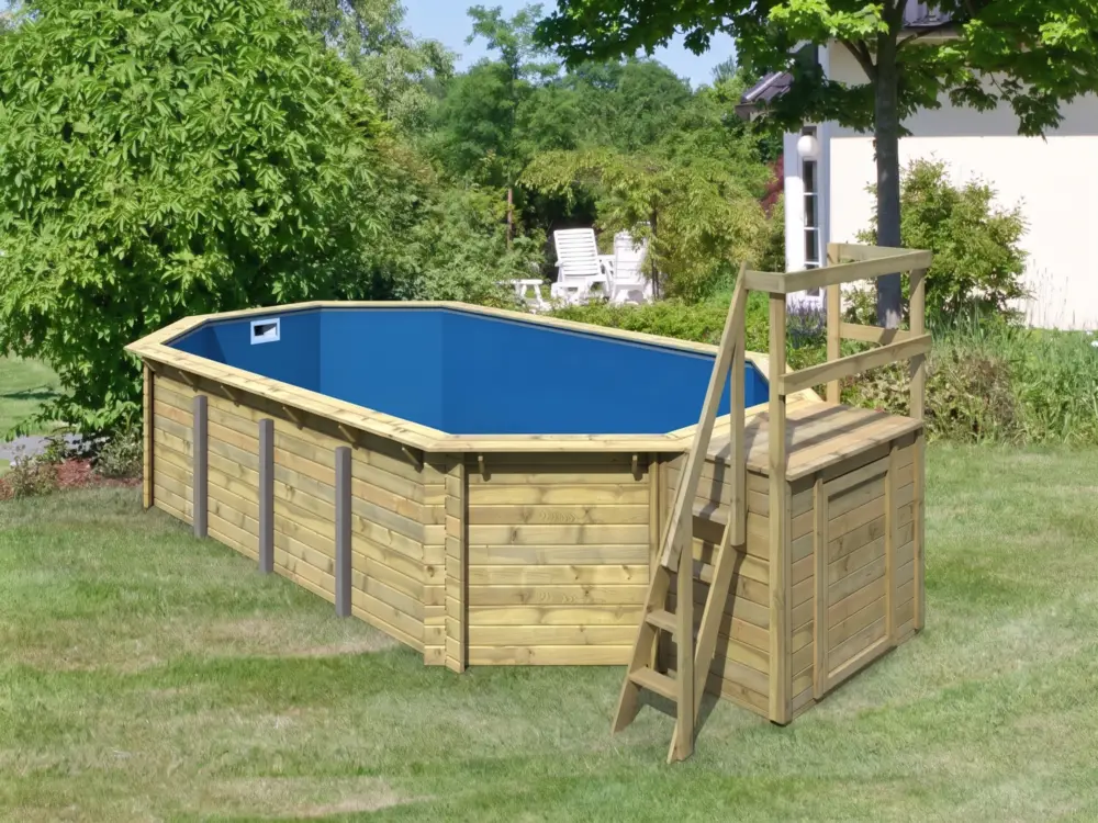 Voordeelset houten opzetzwembad model 5 A 38 mm met terras en accessoires Beste Prijs