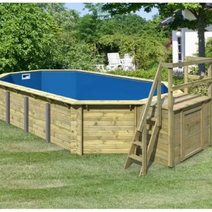 Uitverkoop Voordeelset houten opzetzwembad model 5 A 38 mm met terras en accessoires