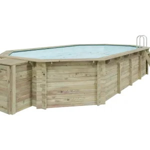 Voordeelset houten opzetzwembad model 5 van geïmpregneerd hout 38 mm incl. techniekbox en accessoire Gratis Retour