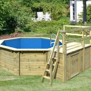 Direct Beschikbaar Houten Zwembad Model 1 Variant C kdi met 2-delig zonneterras