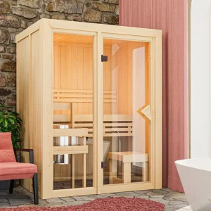 Veilige Betaling Sauna systeemsauna VOORDEELSET Paradiso 1 incl. 3,6 kW kachel met externe bedieningsunit
