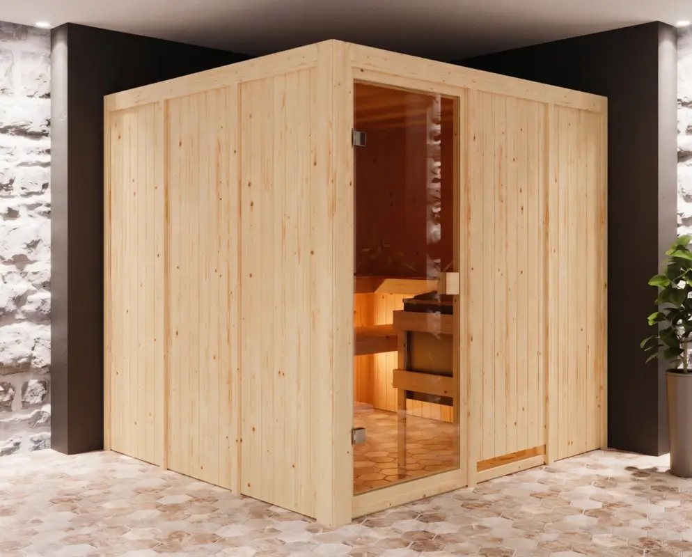 Elementensauna 68 mm Celine 4 SPARSET incl. 9 kW saunakachel en int. bedieningseenheid Hete Deal