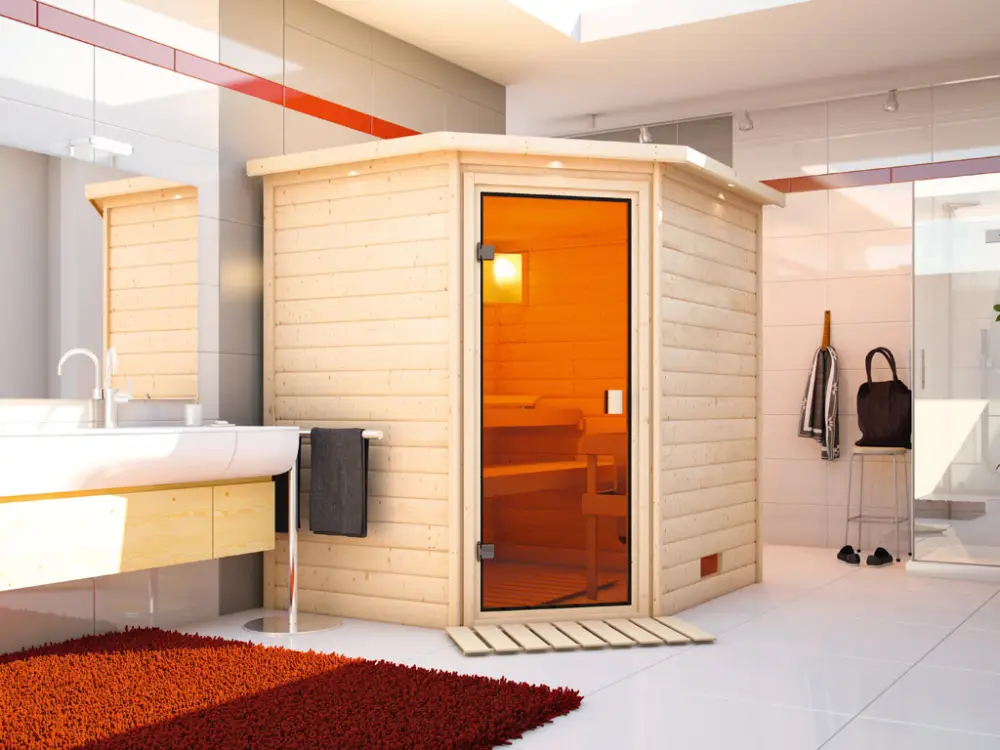 Laatste Kans Massief houten sauna 38 mm Mila SPARSET incl. 9 kW saunakachel en int. regelunit