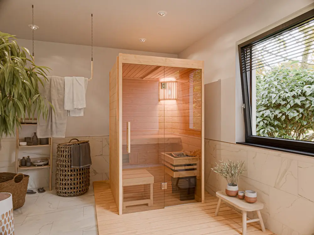 Binnensauna Nova Lite voordelige set incl. 3,6 kW kachel met externe bediening Hoge Kwaliteit