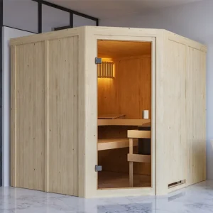 Actieprijs Elementensauna 68 mm Celine 3 SPARSET incl. 6,8 kW Glow saunakachel en externe bedieningseenheid