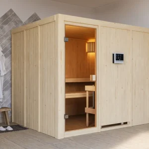 Hete Deal Elementensauna 68 mm Celine 6 SPARSET incl. 9 kW saunakachel en externe bedieningseenheid