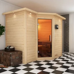 Massief houten sauna Premium sauna 38 mm Betty SPARSET incl. 9 kW saunakachel Premium