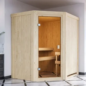 Elementensauna 68 mm Celine 0 SPARSET incl. 3,6 kW P&P saunakachel en extra bedieningselement Rechtstreeks Van De Fabrikant