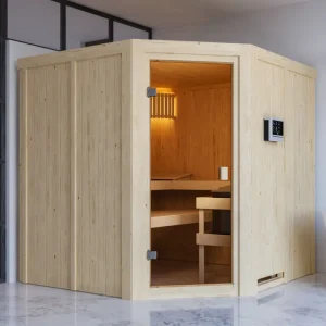 Elementensauna 68 mm Celine 3 SPARSET incl. 9 kW saunakachel en extra bedieningselement Beperkt Aanbod