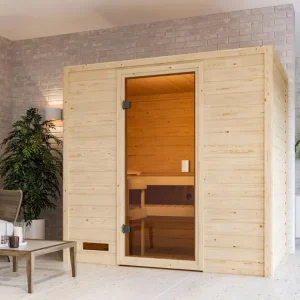 Exclusieve Aanbieding Sauna Selena met gebronsde glazen deur