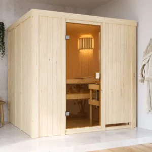Gecertificeerd Sauna Troms枚 met gebronsde glazen deur