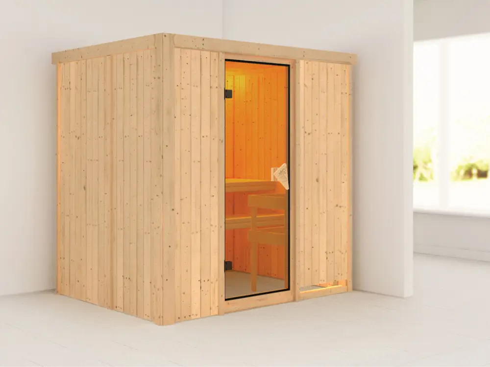 Systeemsauna Bodin kompleet transparente gebronsde glazen deur Betaalbaar