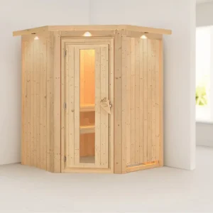 Systeemsauna Larin met dakkraag, houten deur met geïsoleerd glas Lage Prijs