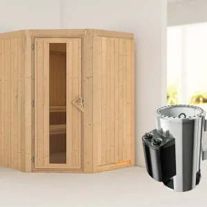 Systeemsauna Nanja energiebesparende deur + Plug & Play saunakachel met besturing Laatste Kans
