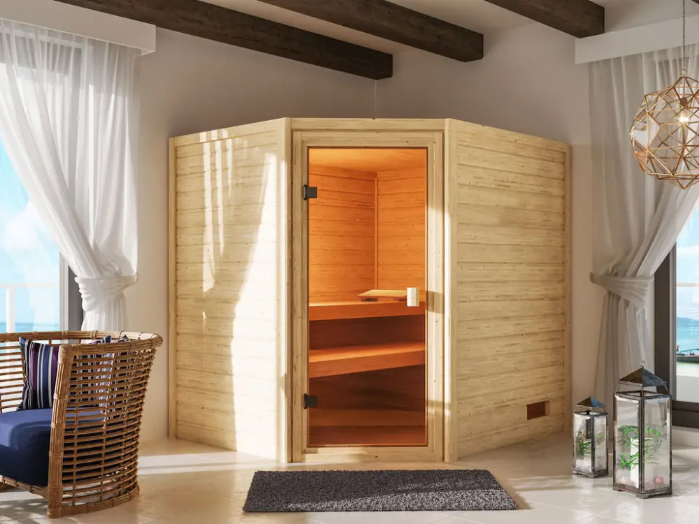Populair Sauna Elea met gebronsde glazen deur