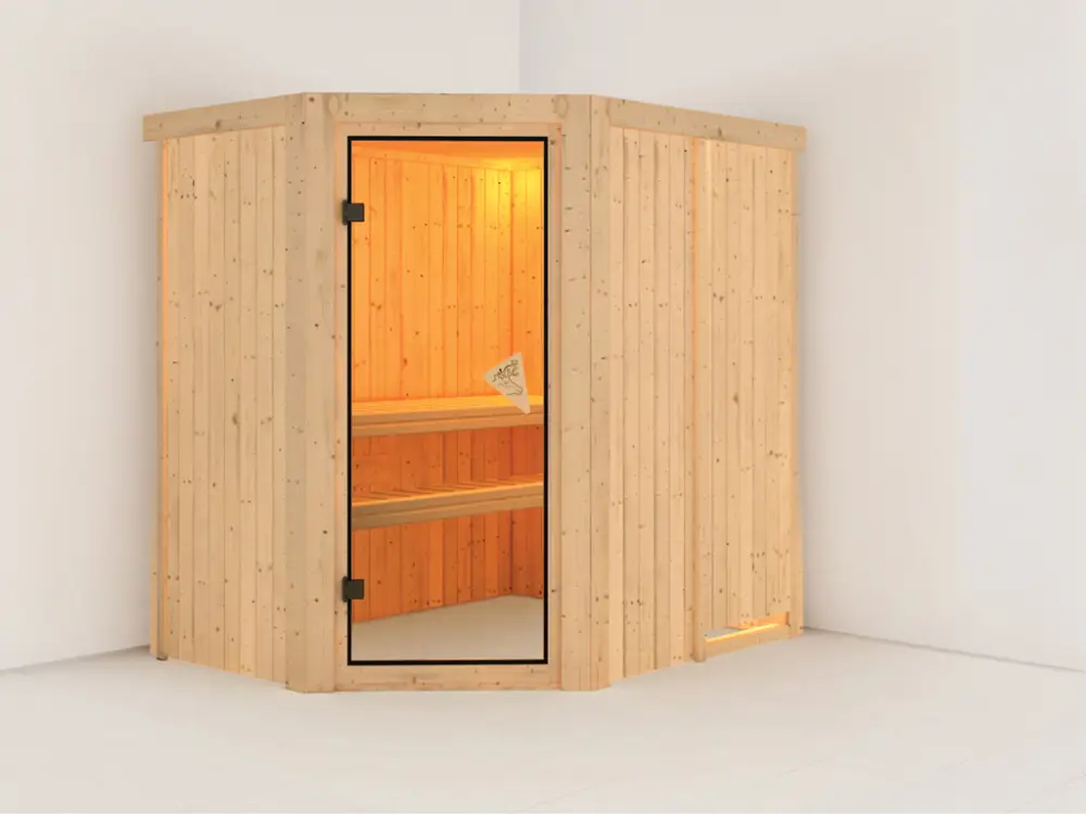 Bestel Nu Systeemsauna Carin kompleet transparente gebronsde glazen deur