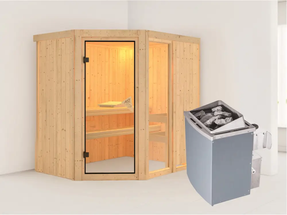 Systeemsauna Fiona 1 incl. 9 kW saunakachel int. besturing Hete Deal