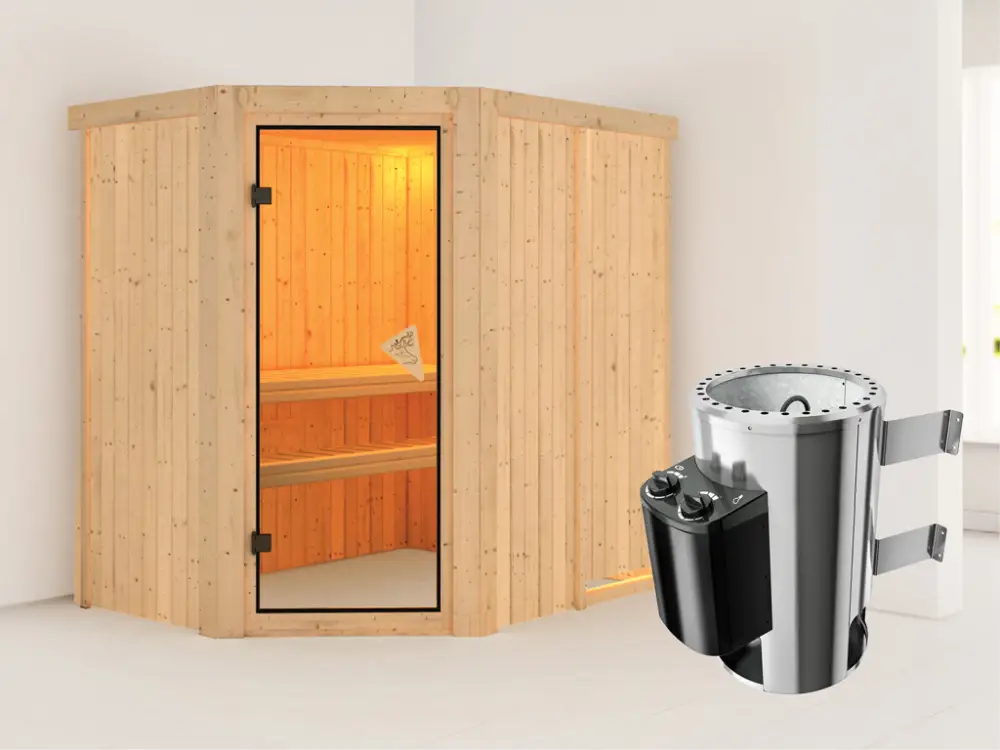 Systeemsauna Saja incl. Plug & Play saunakachel besturing Populair