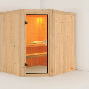 Systeemsauna Siirin kompleet transparente gebronsde glazen deur Korting