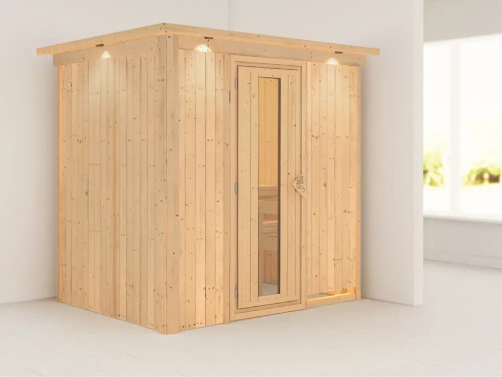 Nu Kopen Systeemsauna Bodin met dakkraag, houten deur met geïsoleerd glas