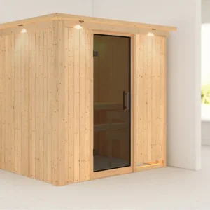 Systeemsauna Bodin met dakkraag, grafiet glazen deur Koopje