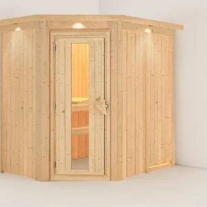 Systeemsauna Carin met dakkraag, houten deur met geïsoleerd glas Alleen Vandaag