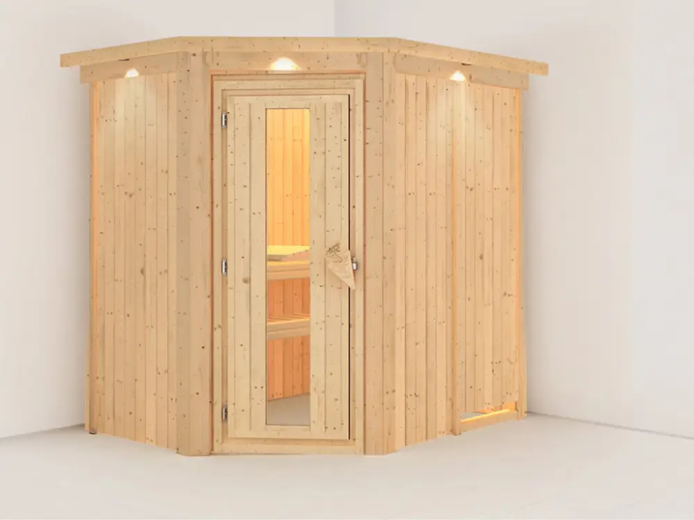 Systeemsauna Carin met dakkraag, houten deur met geïsoleerd glas Alleen Vandaag
