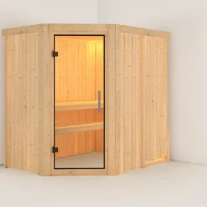 Lage Kosten Systeemsauna Carin transparent glazen deur