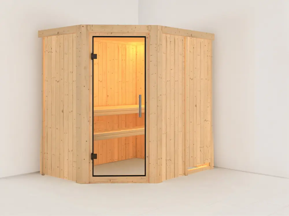 Lage Kosten Systeemsauna Carin transparent glazen deur