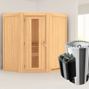Systeemsauna Tonja energiebesparende deur + Plug & Play saunakachel met besturing Direct Verzonden