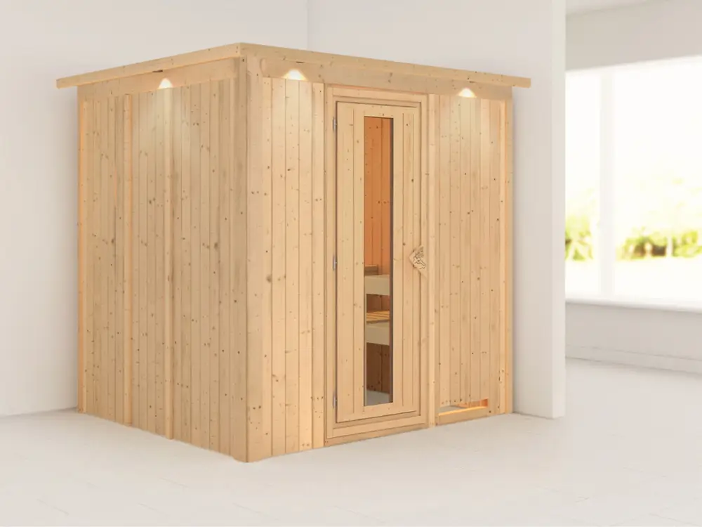 Beperkte Voorraad Systeemsauna Daria met dakkraag, energiebesparende deur