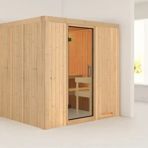 Finale Uitverkoop Systeemsauna Sodin transparent glazen deur