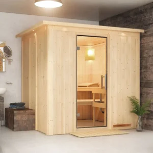 Systeemsauna Sodin met dakkraag, transparent glazen deur Express Levering