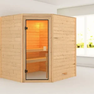 Massieve sauna Mia kompleet transparente gebronsde glazen deur Tijdelijk Beschikbaar