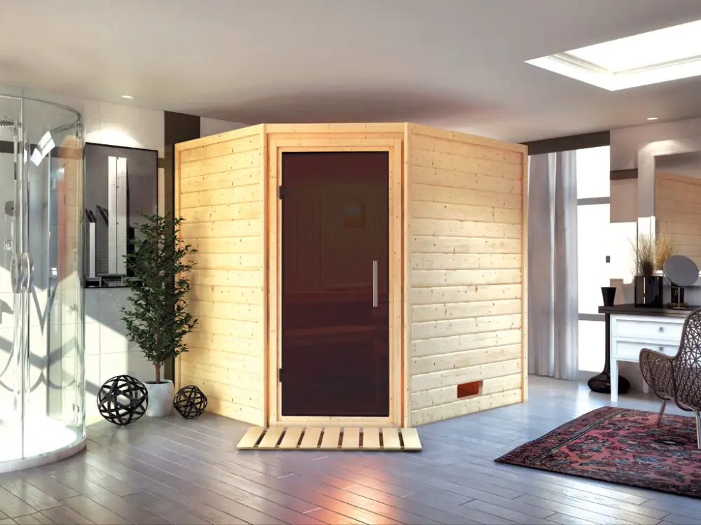 Rechtstreeks Van De Fabrikant Massieve sauna Mia grafiet glazen deur